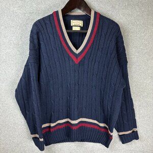Vintage Alan Paine Nordstrom Cable Knit Cricket Sweater Mens 44+ XL Navy Tennis